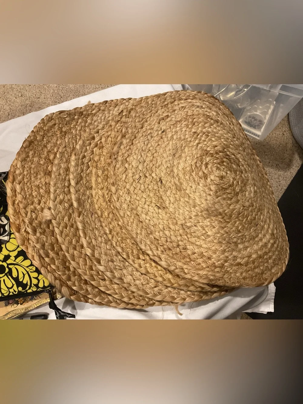 Natural Jute Placemats Seagrass Round Set 6 Neutral Tan Spiraled Braided Mats